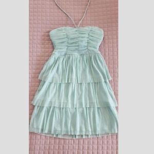 Juniors teal strapless dress